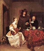 TERBORCH, Gerard A Young Woman Playing a Theorbo to Two Men oil painting reproduction